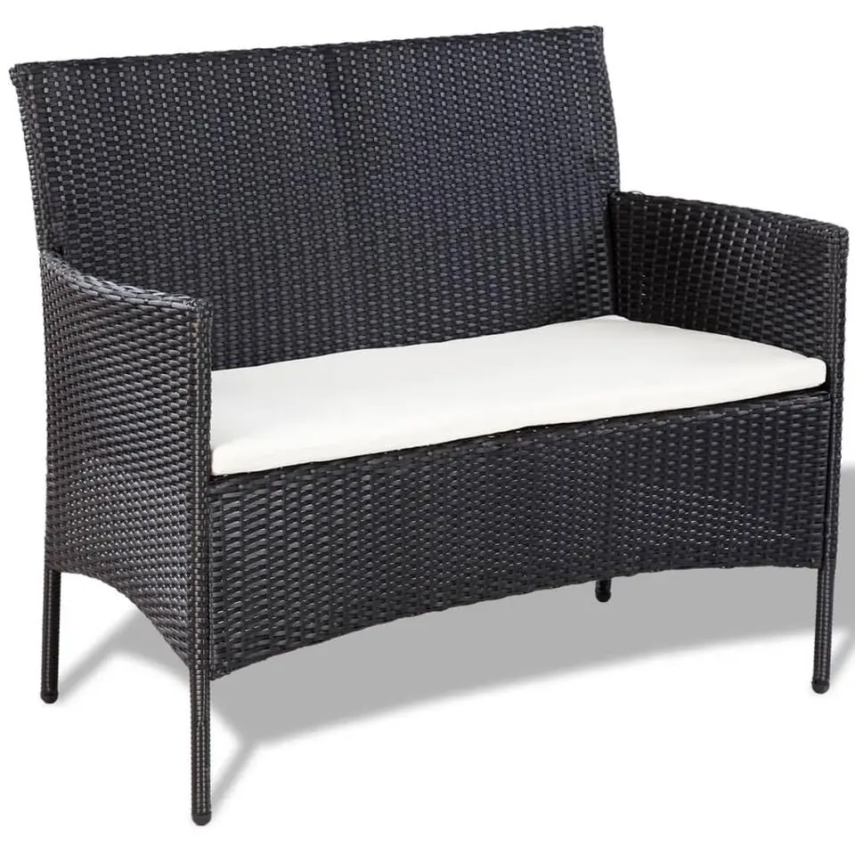 vidaXL - Bankset - Zwart - Poly rattan