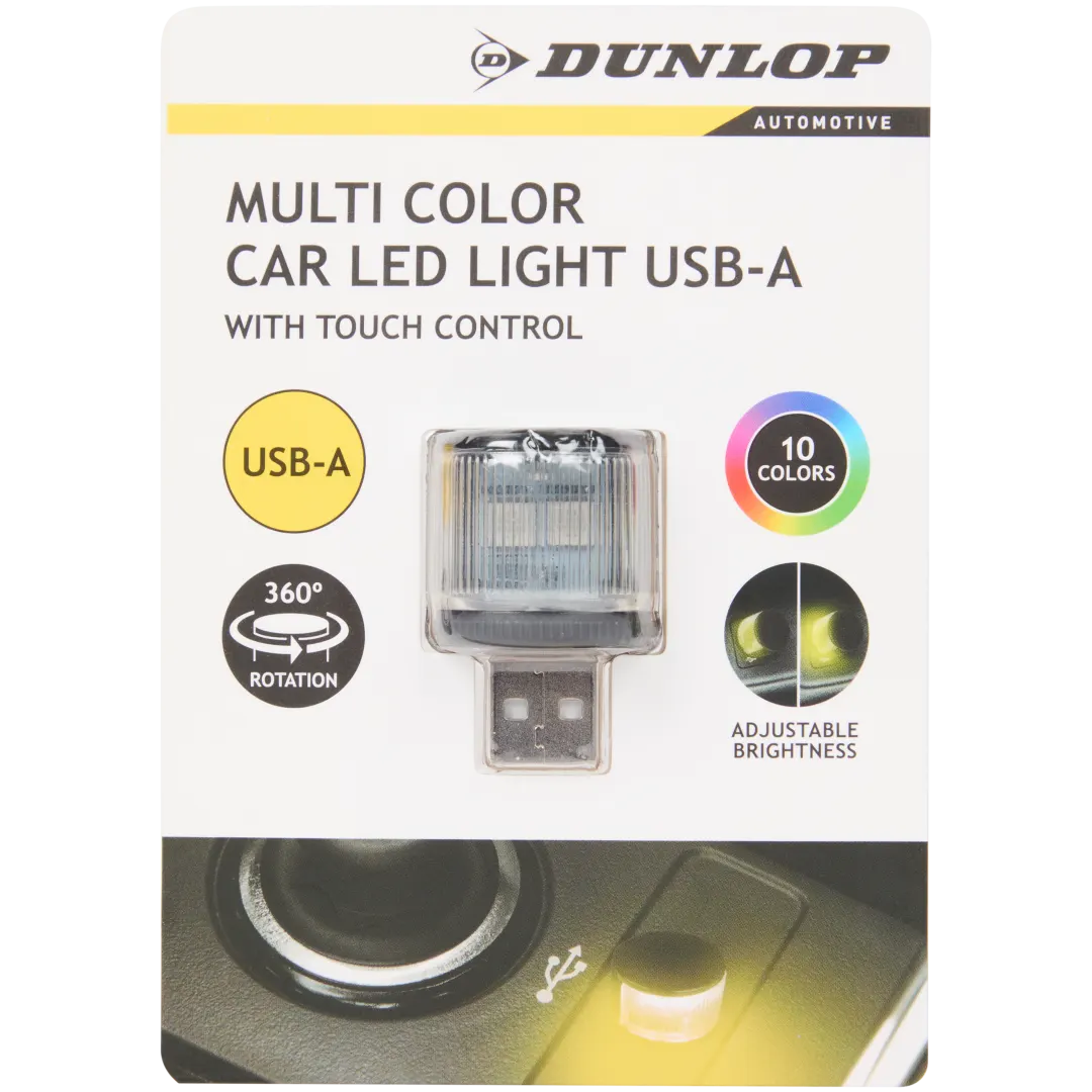 Lumière d’ambiance multicolore pour voiture Dunlop