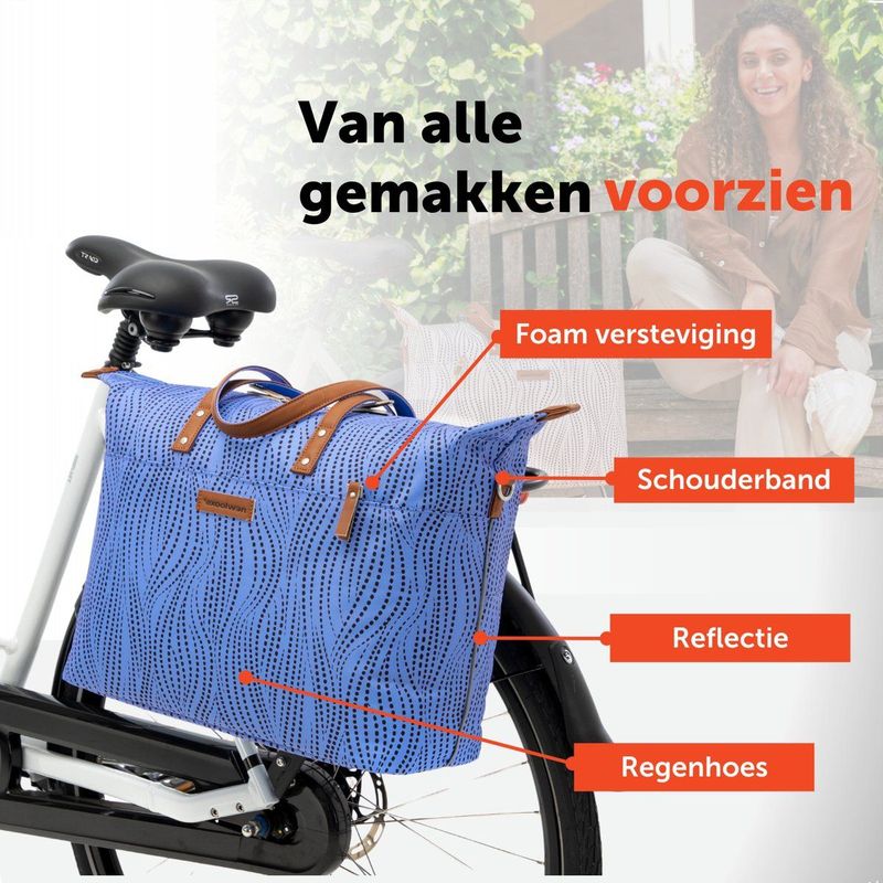 Tendo - Fietstas - Stippenprint - Waterafstotend Polyester - 21 Liter