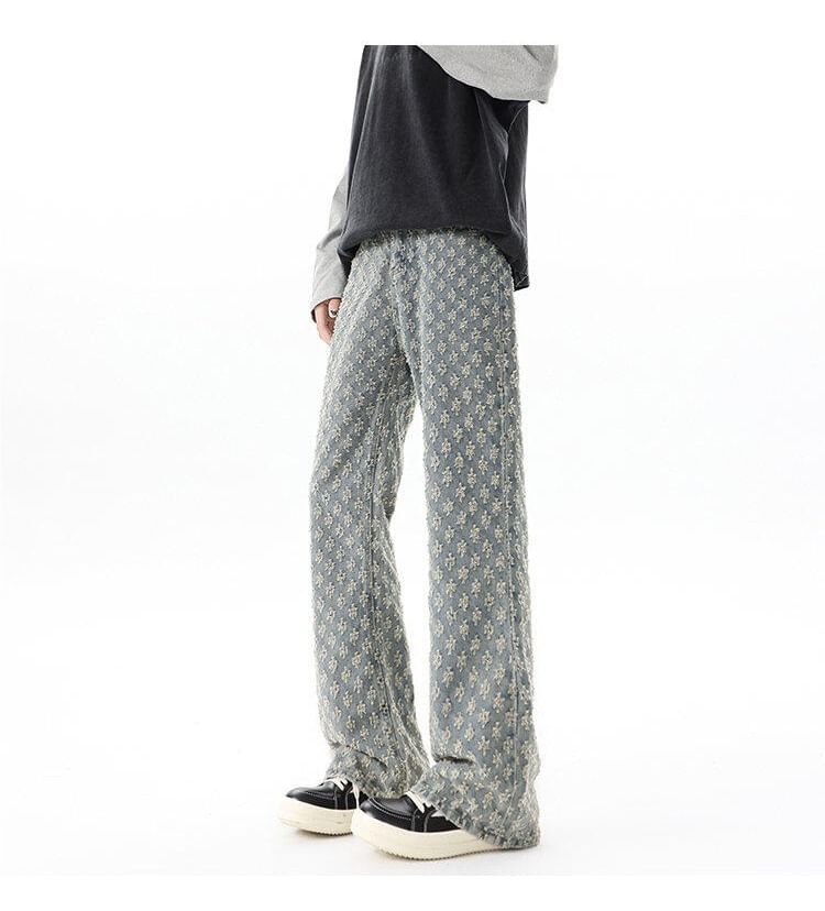 Sheck - Mid Rise Washed Distressed Straight Leg Jeans (diverse designs)