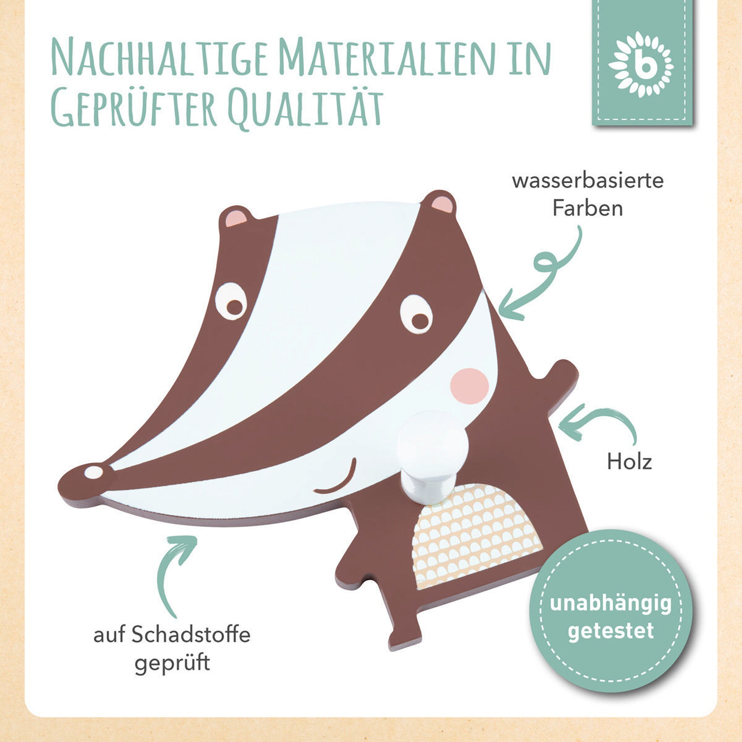 Bieco Kindergarderobe Dachs Grau