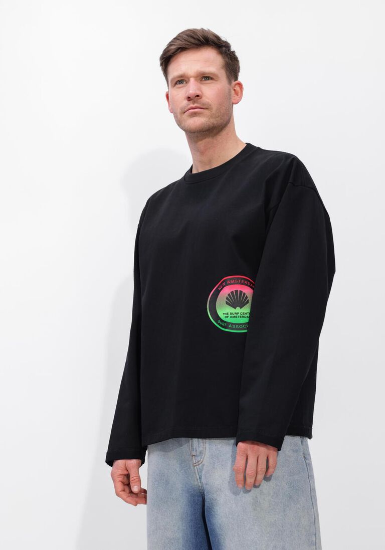 zwarte new amsterdam surf association t-shirt surf centre longsleeve black
