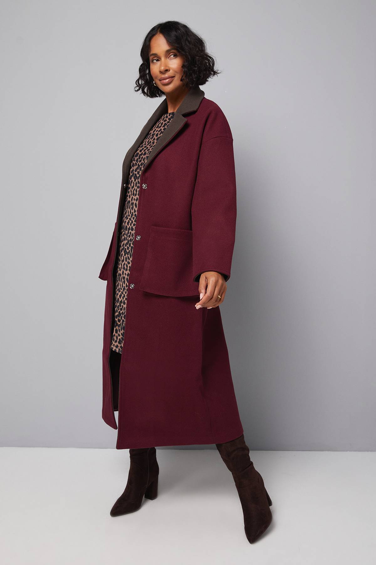 Wallis Manteau à Détail Foulard Double Face