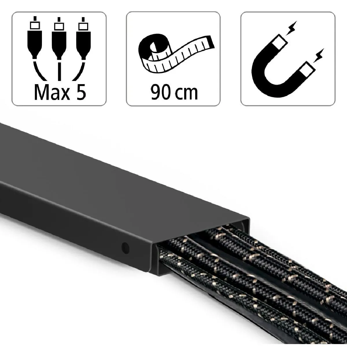 Hama Magnetischer Kabelkanal 90 cm - Noir