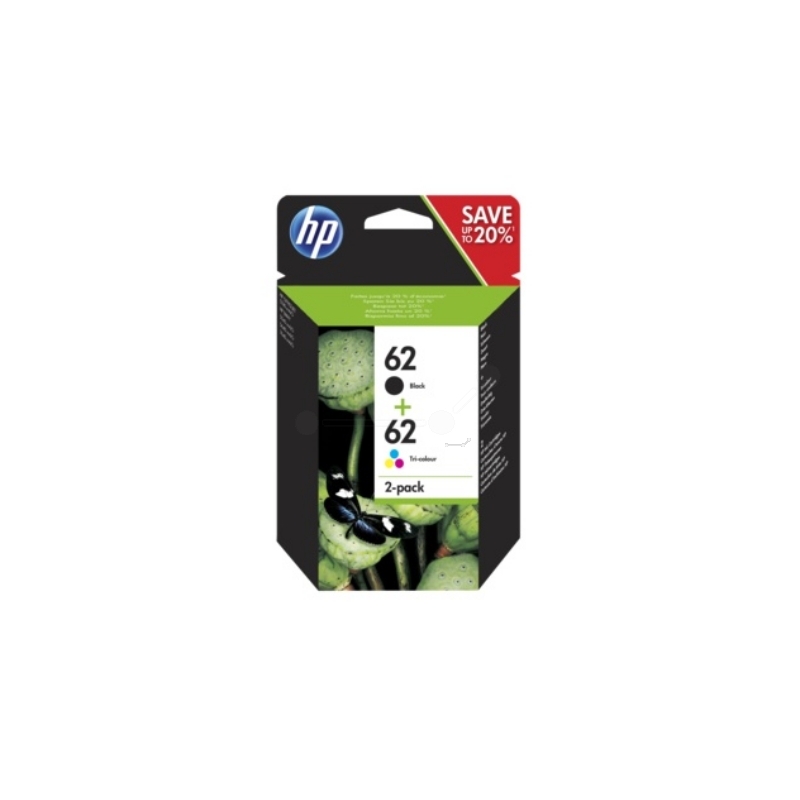 HP 62 Tintenpatronen Multipack, farbig, schwarz
