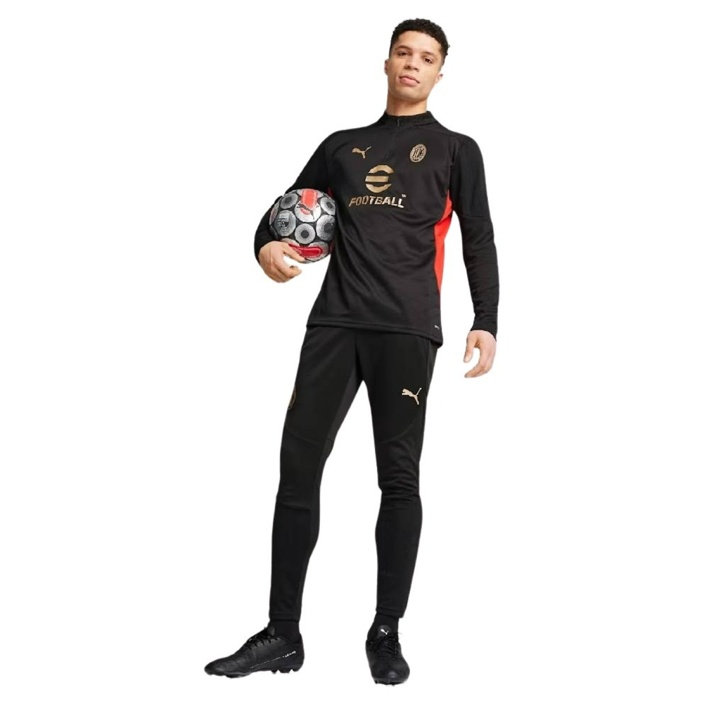 PUMA AC Milan Trainingspak 1/4-Zip 2024-2025 Zwart Rood Goud