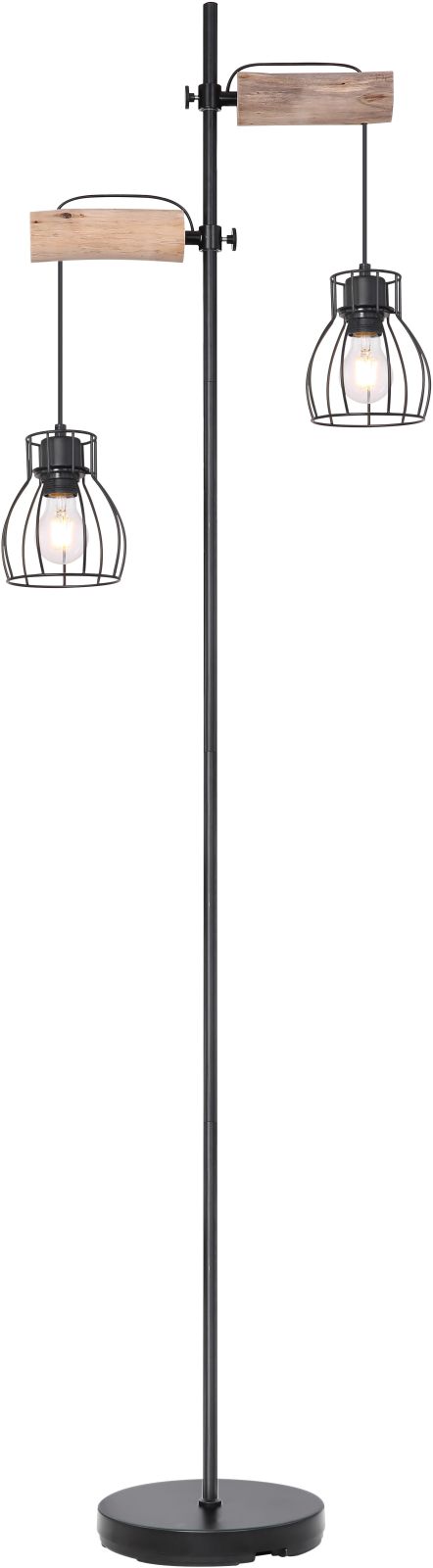 Stehleuchte - schwarz-naturfarben - 168 cm