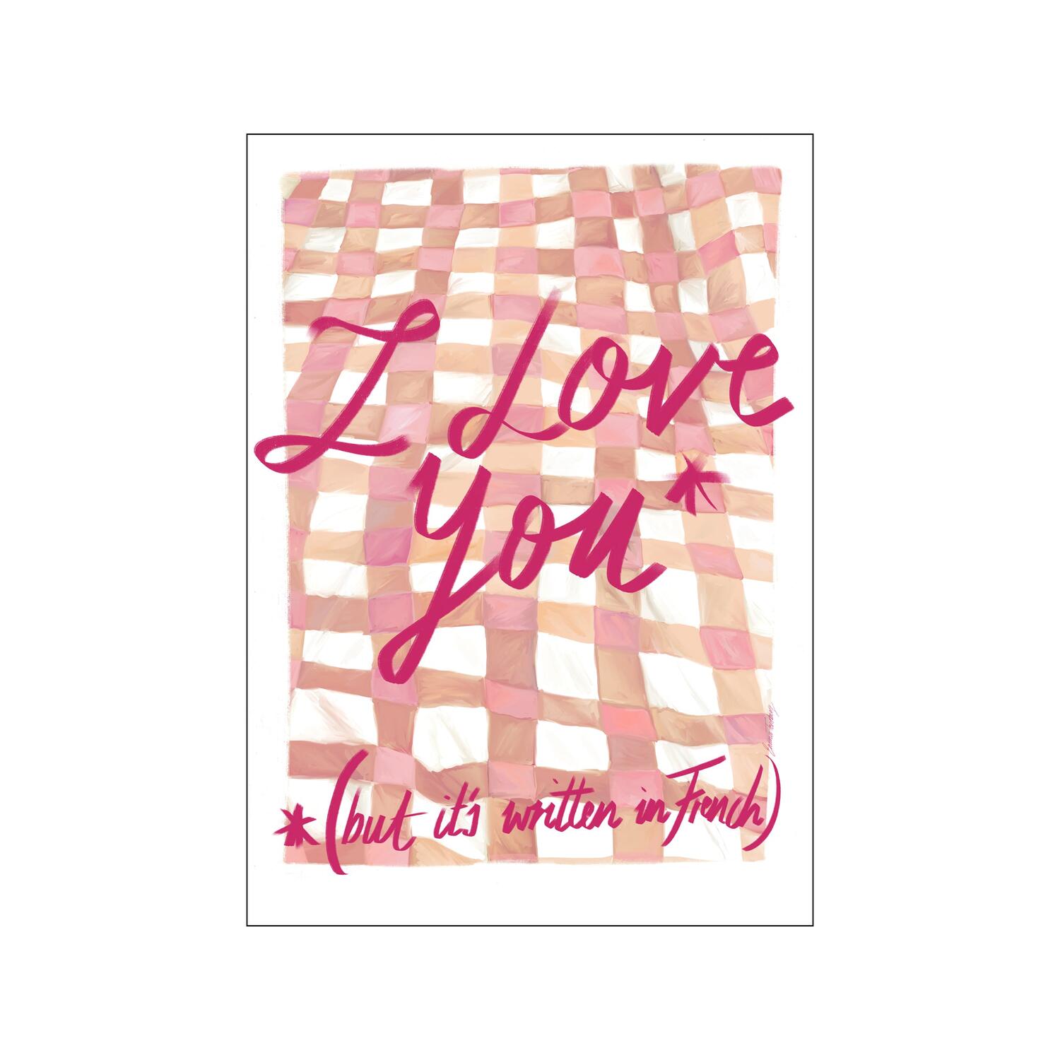 Poster & Frame  I Love You in French, Pink - 30 x 40 cm