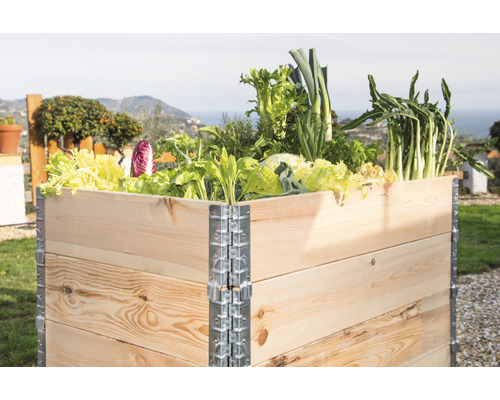 Verhoogd tuinbed, pallet met 23 in elkaar grijpende palletframes, gelijk met de grond, flexibel, 20 mm dik, 120 x 80 x 20 cm, natuur
