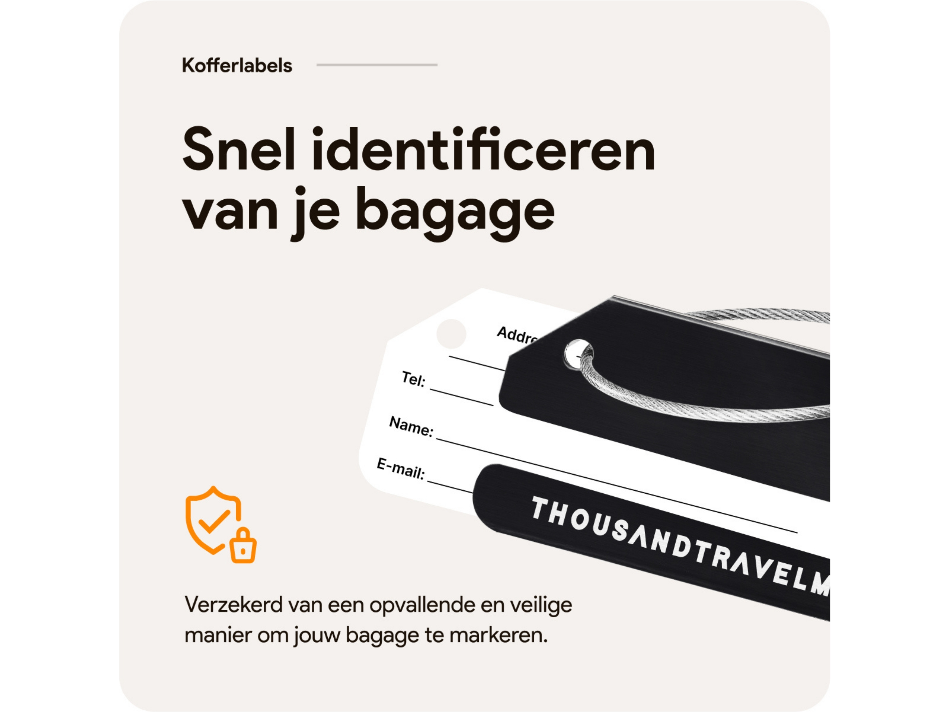 Thousandtravelmiles set van 4 Aluminium Bagagelabels - Black