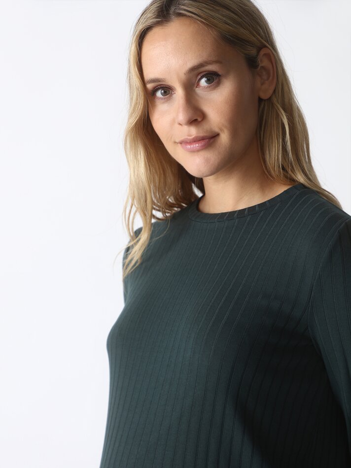 Camiseta de maternidade em malha canelada - Verde escuro