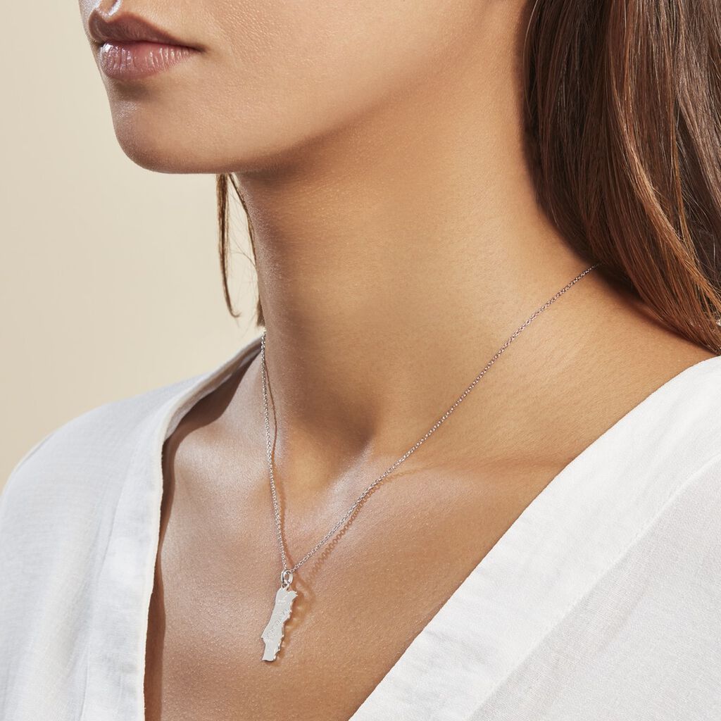 Pendentif Thea Argent Blanc