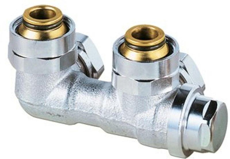 Heimeier - Vekolux Onderblok - 2 Pijps - 1/2 - 50mm - Haaks Voor Radiator