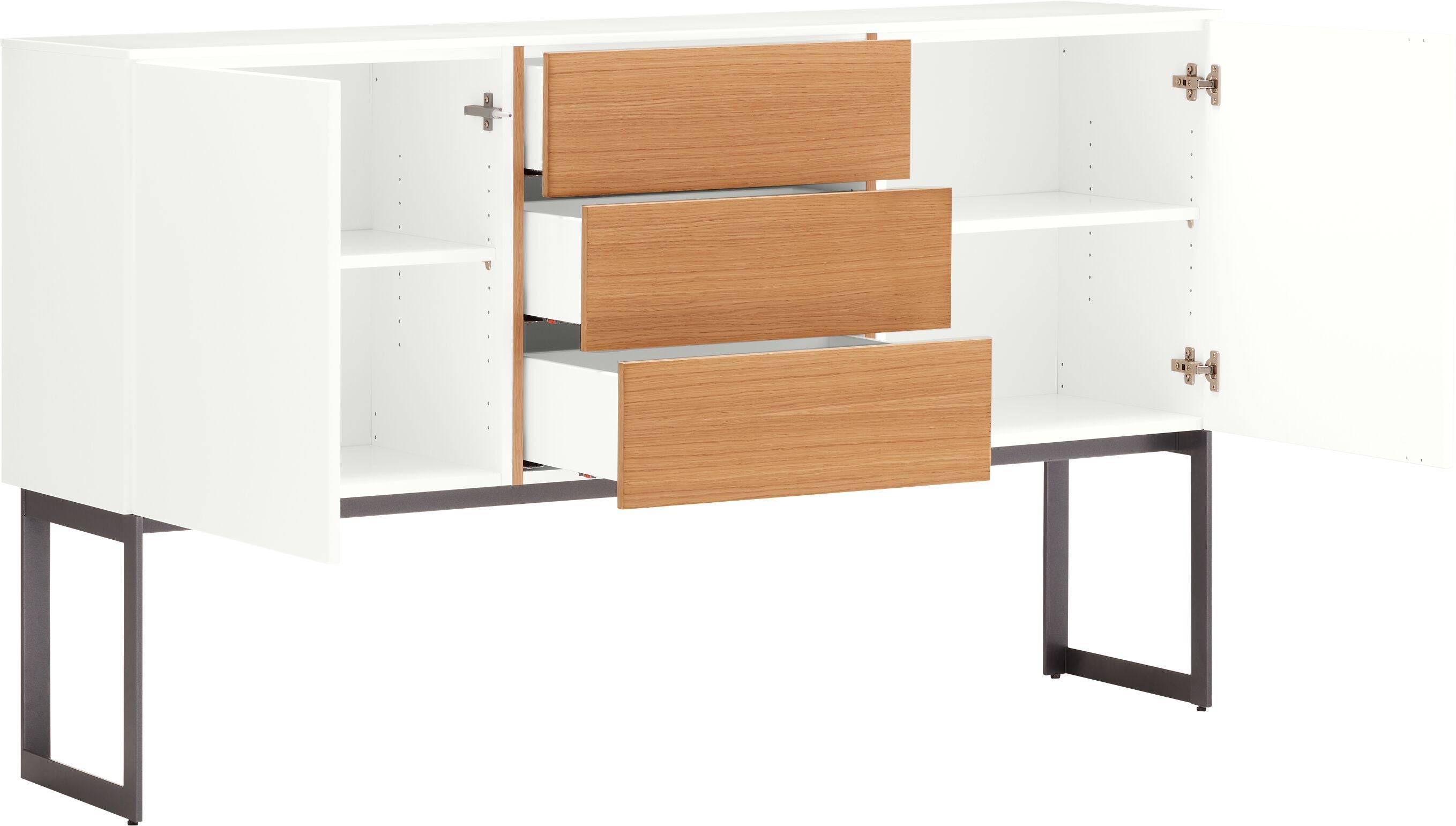 TILL Sideboard - Weiss / Eiche / B: 168.0 cm x T: 41.0 cm x H: 98.8 cm