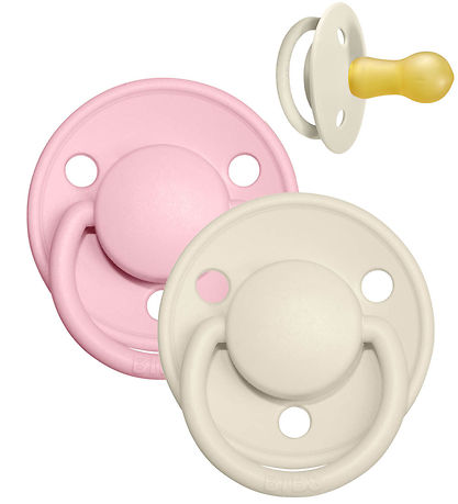 BIBS De Lux Schnuller - Gr. 2 - 2er-Pack - Rund - Ivory/Baby Pin