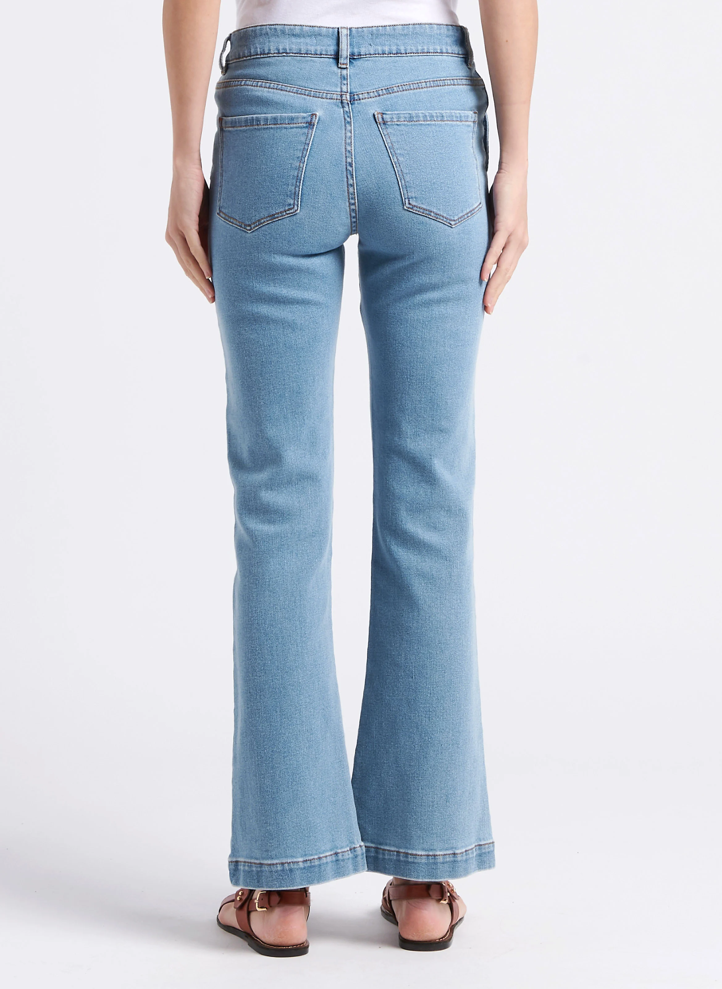 Jean flare en coton mélangé | Bleu