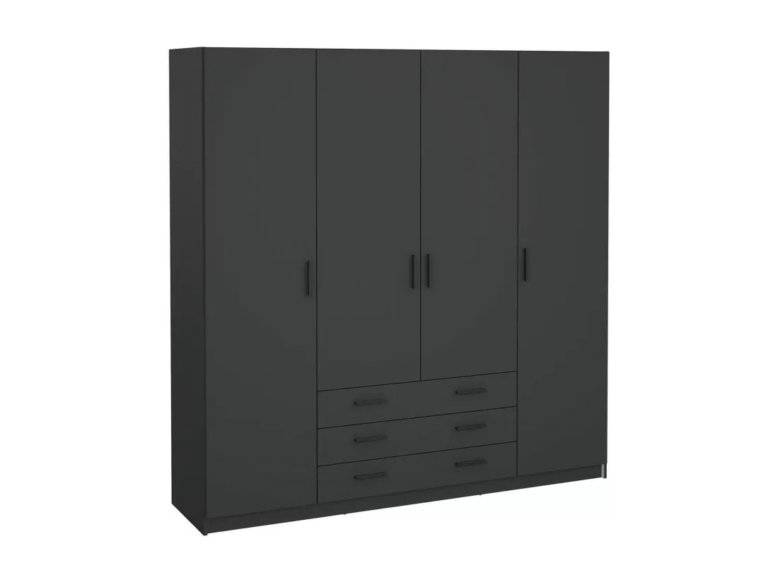 Grande Garde-robe Dserafin, Meubles de chambre, Penderie de plain-pied, Placard à vêtements, 196x50 h200 cm, Gris