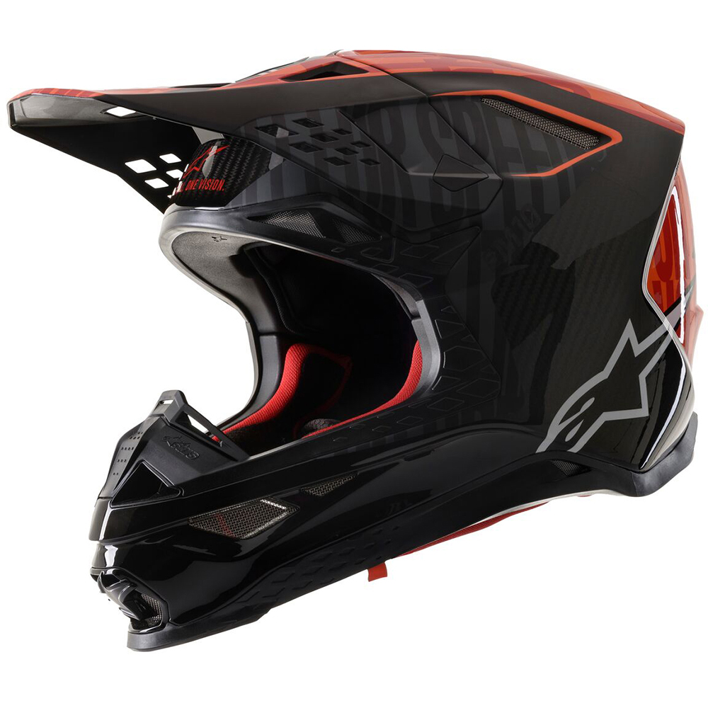 Alpinestars - Casque Supertech S-M10 Alloy Noir / Orange fluo / Rouge Mat