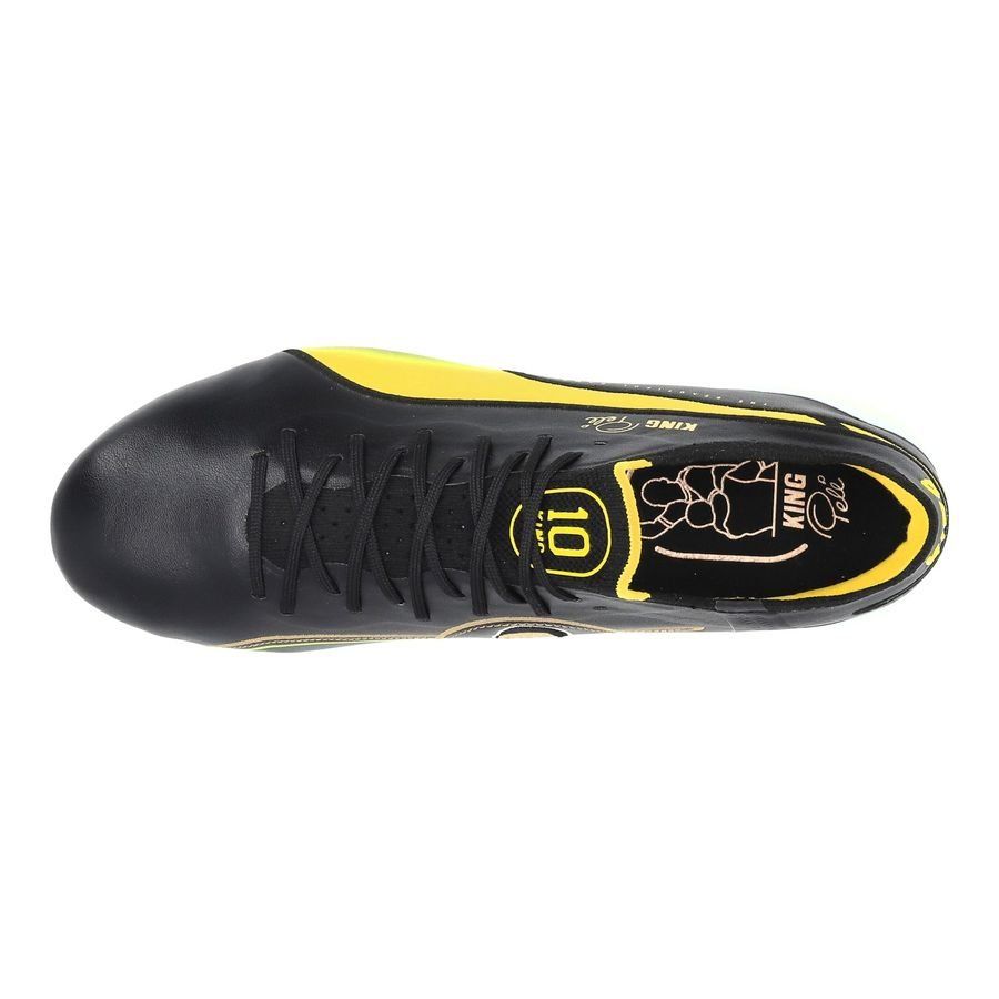 PUMA King Ultimate Pele FG/AG Legends - Noir/Blanc/Jaune/Doré ÉDITION LIMITÉE