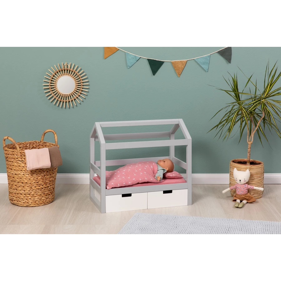 MUSTERKIND® Puppen-Hausbett Viola grauweiß