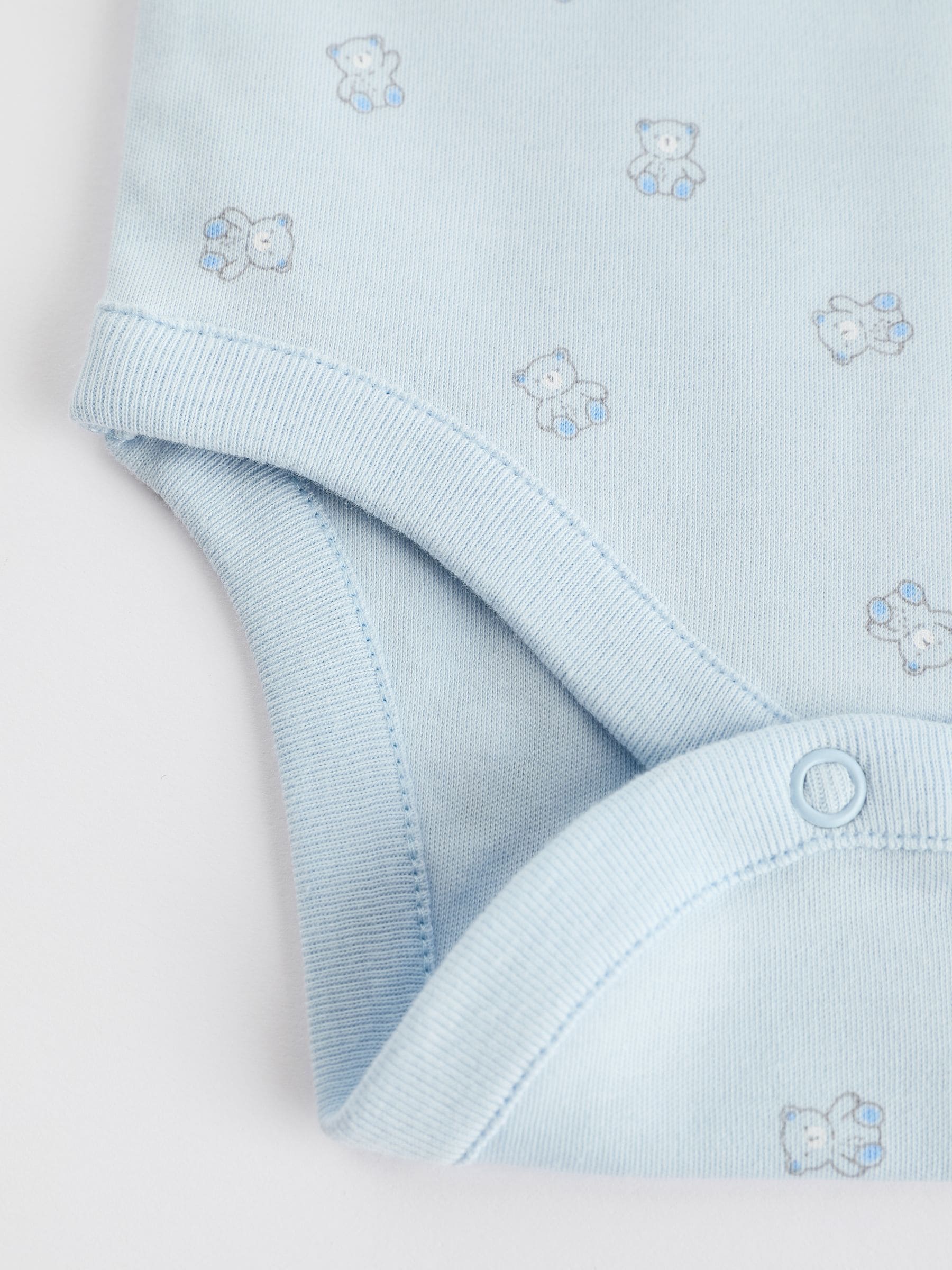 Blauw - Babyrompertjes met beer en lange mouwen