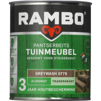 Rambo pantserbeits tuinmeubel transparant greywash zijdemat 750 ml