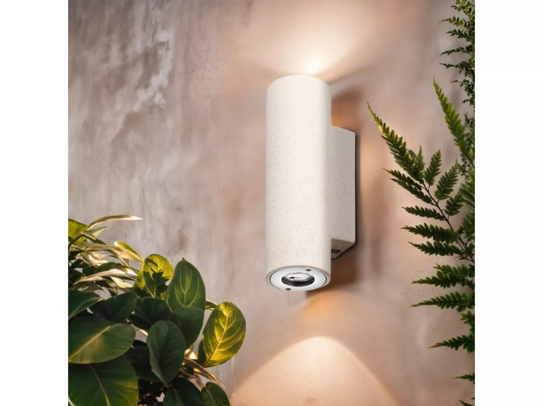 Applique Murale Extérieure Ciment Éclairage en Double Face Banjar Beige