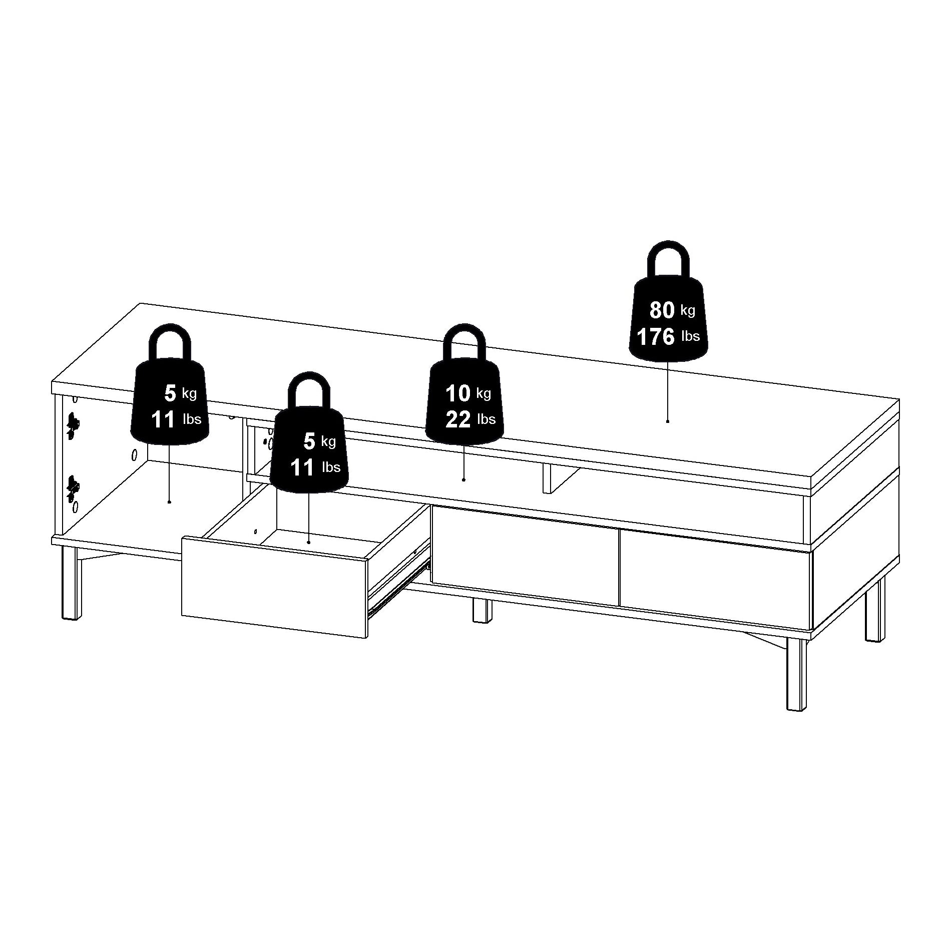 by fonQ basic Nook Tv-meubel - Zwart