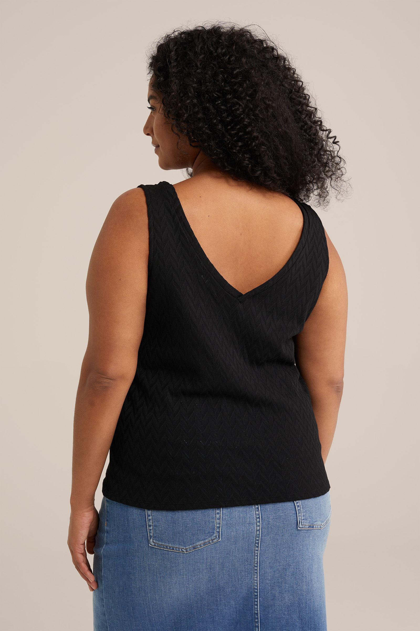 singlet met dessin - Curve WE Fashion Zwart