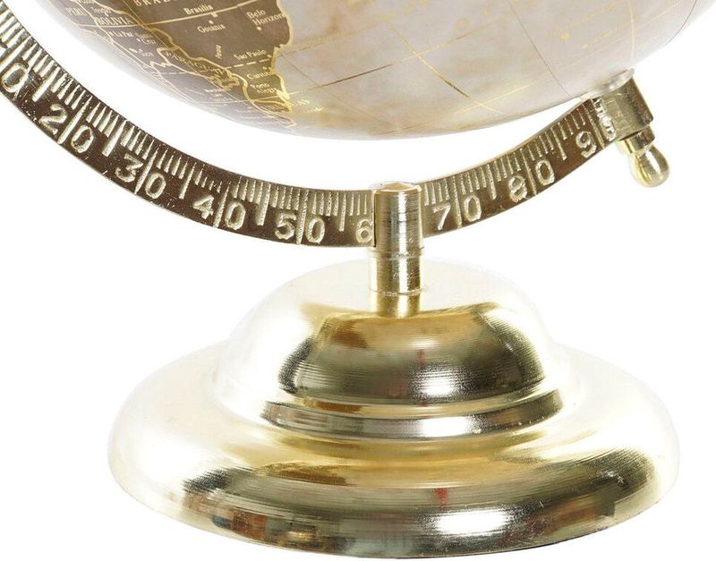 Wereldbol - Creme/Goud - Aluminium Voet - Diameter 20 cm