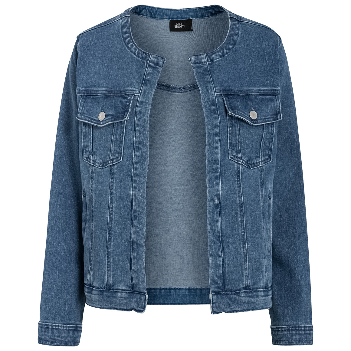 Gina Benotti Damen Jeansjacke ohne Verschluss blau