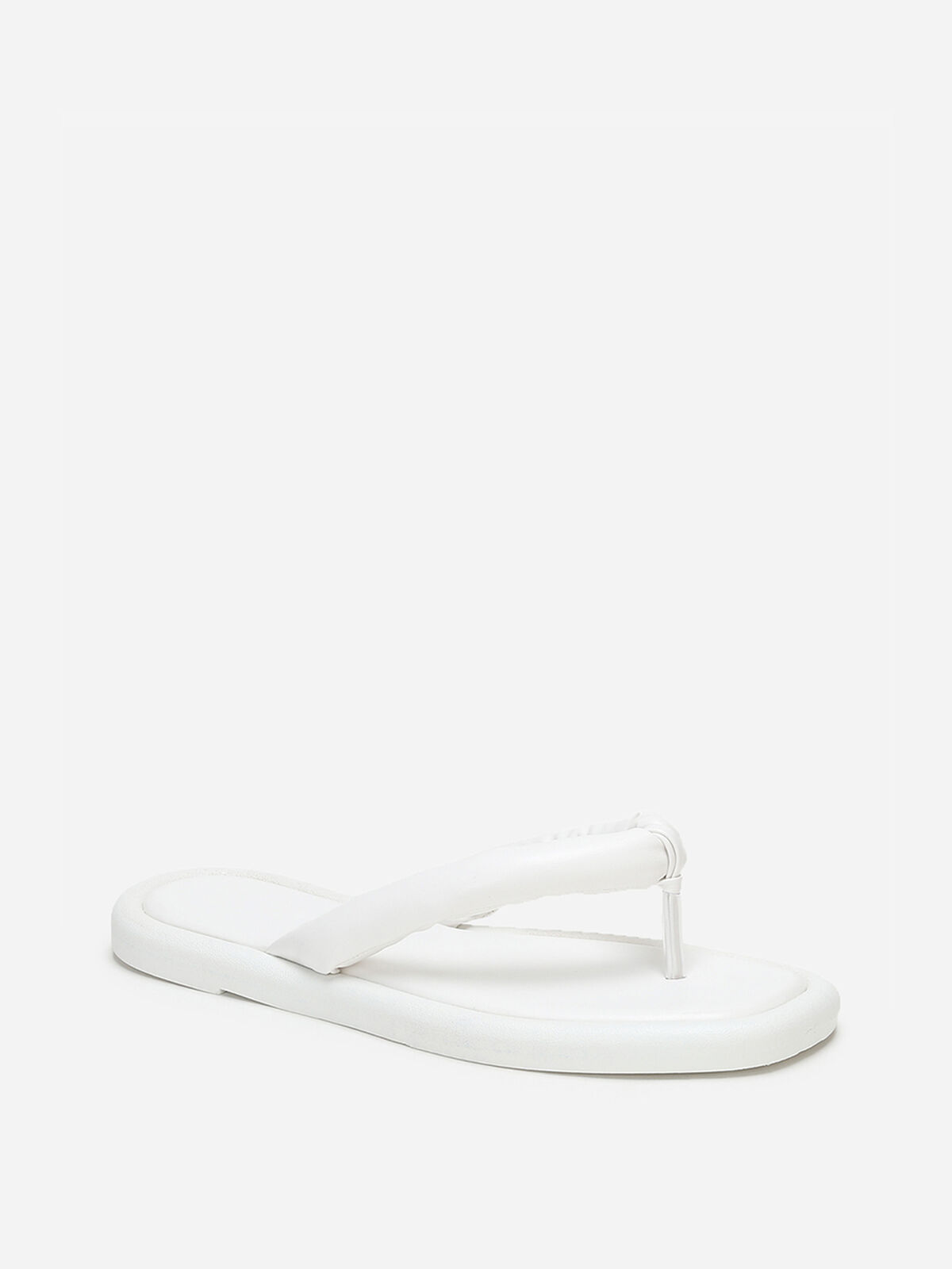 Tongs à bout carré et bride arrondie- Blanc