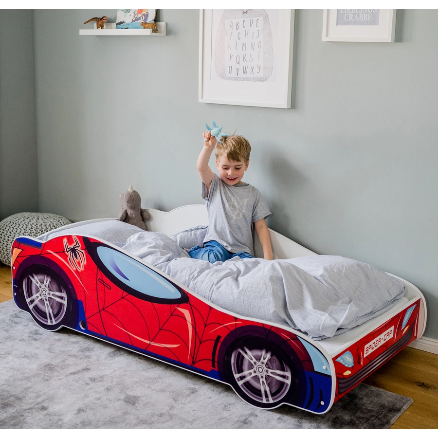 Kids Collective Autobett Kinderbett Jugendbett 80x160 mit Rausfallschutz | Spielbett rot