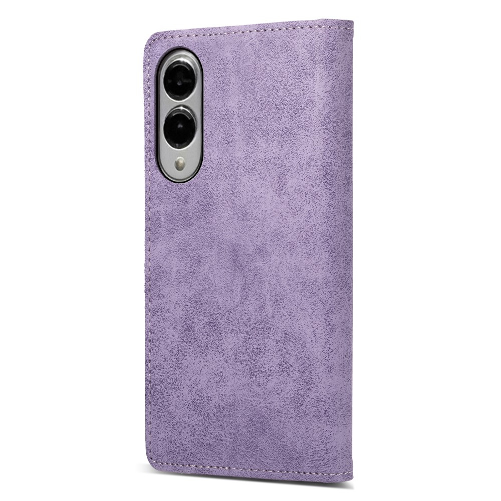 Samsung Galaxy S25 Edge Leder Tasche Flip Wallet Etui mit Kartenfächern (RFID Schutz) - Lila