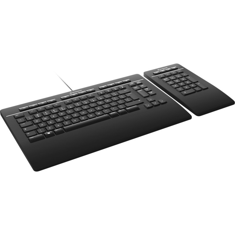 3Dconnexion Keyboard Pro with Numpad clavier Bureau USB + RF Wireless + Bluetooth AZERTY Français Noir