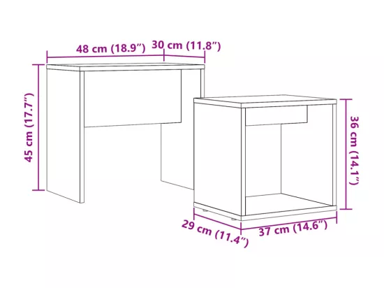 Tables basses gigognes 2 pièces vieux bois bois d'ingénierie