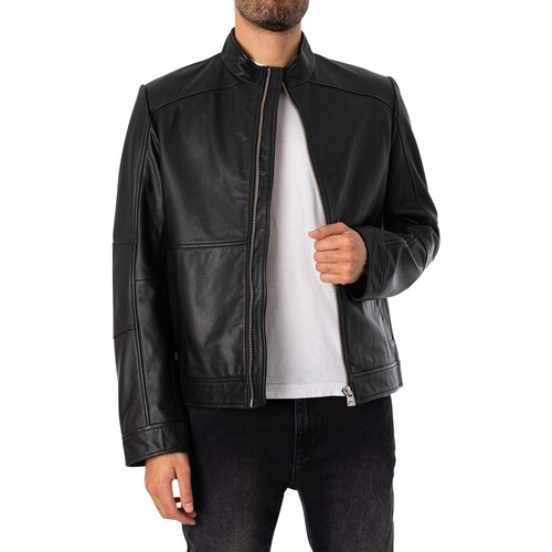 BOSS - Chaqueta De Cuero Lokis Negro