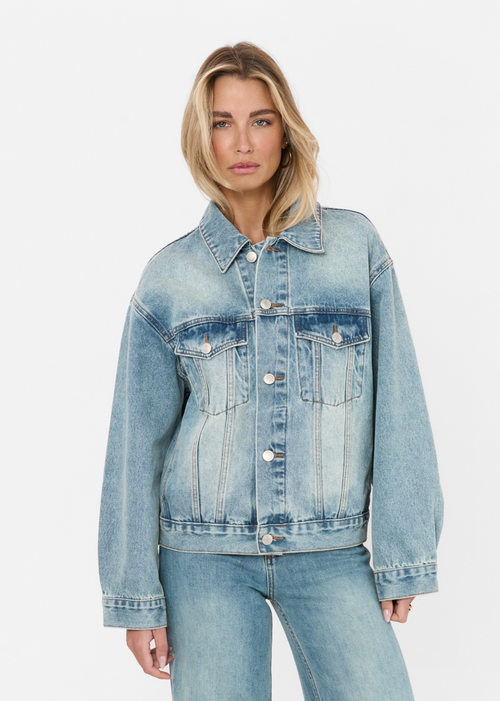 Boxy denim jacket smokey blauw