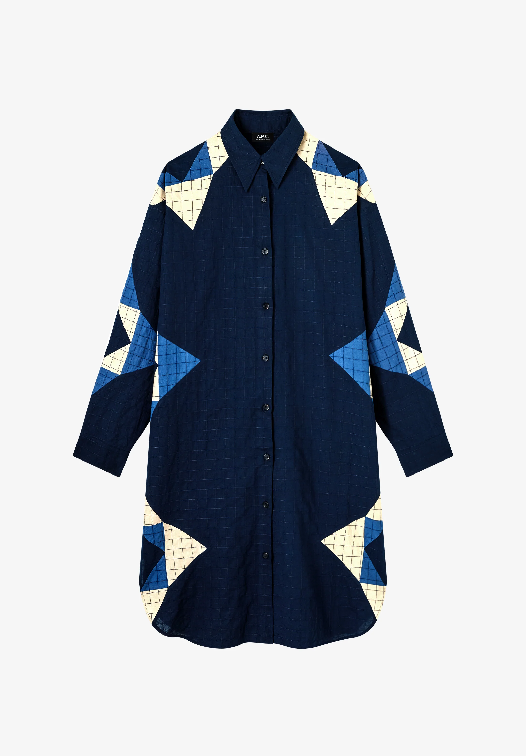 Robe Chemise Patchwork - Indigo