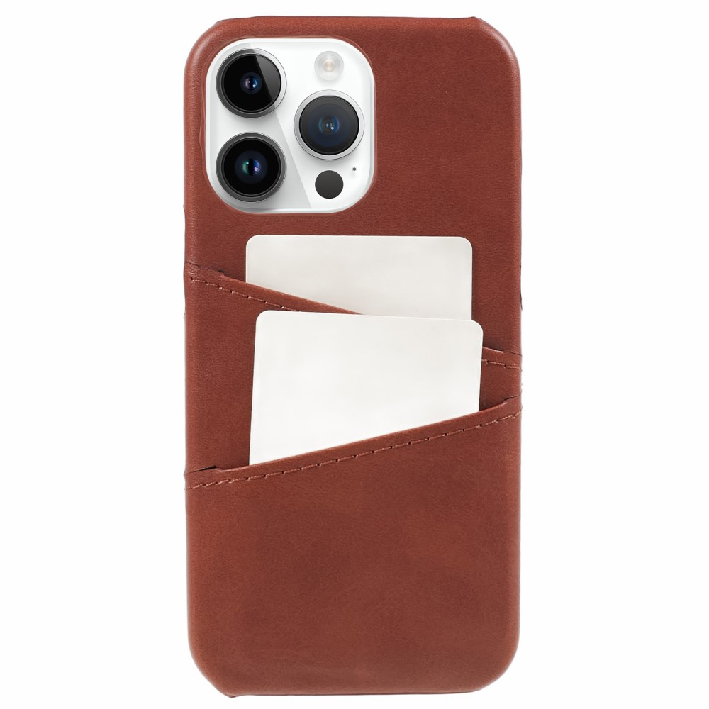 iPhone 15 Pro Max Leder Hülle Snap Case   Kartenfach - Braun