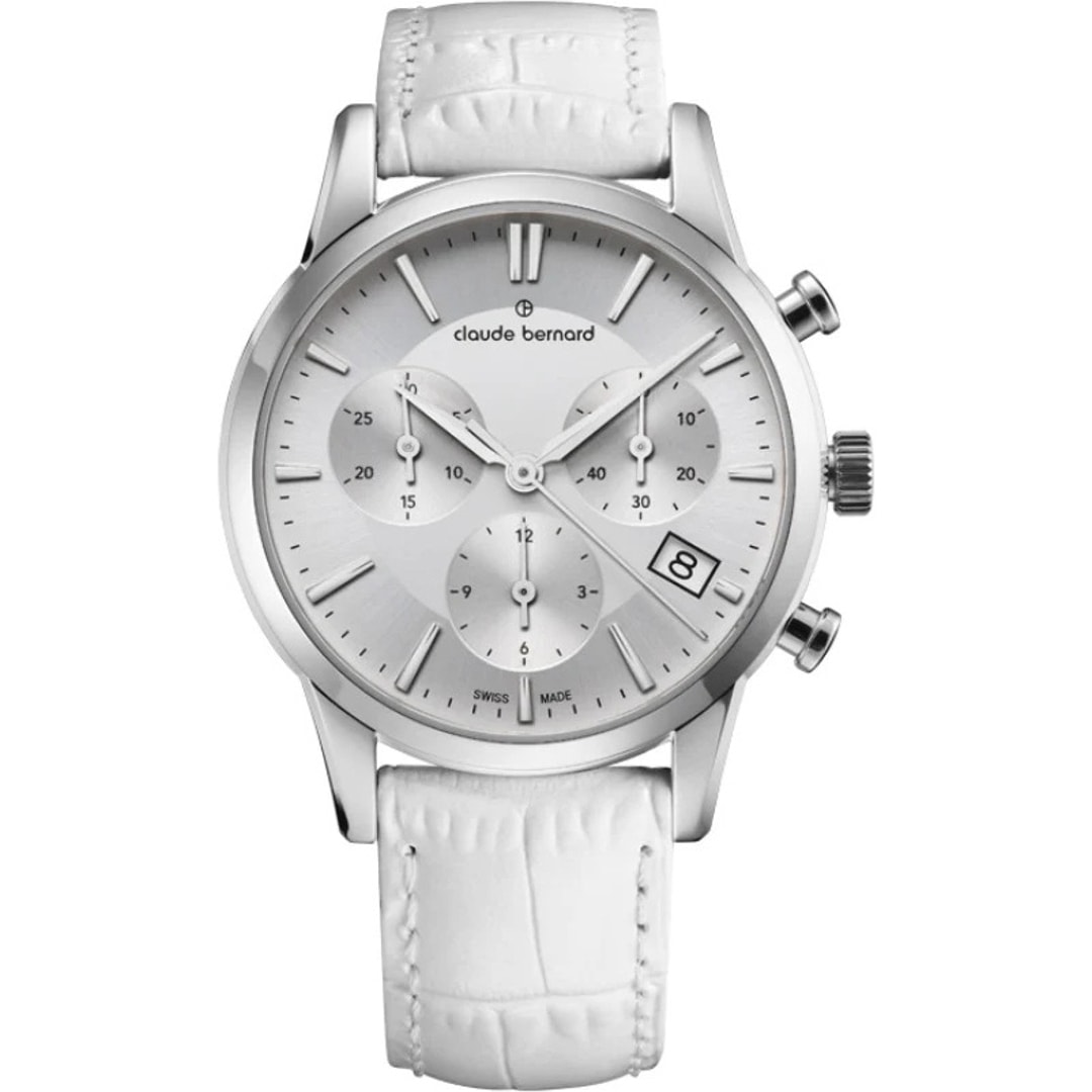 Claude Bernard Jolie Classique Chronograph Weiss / Silbrig