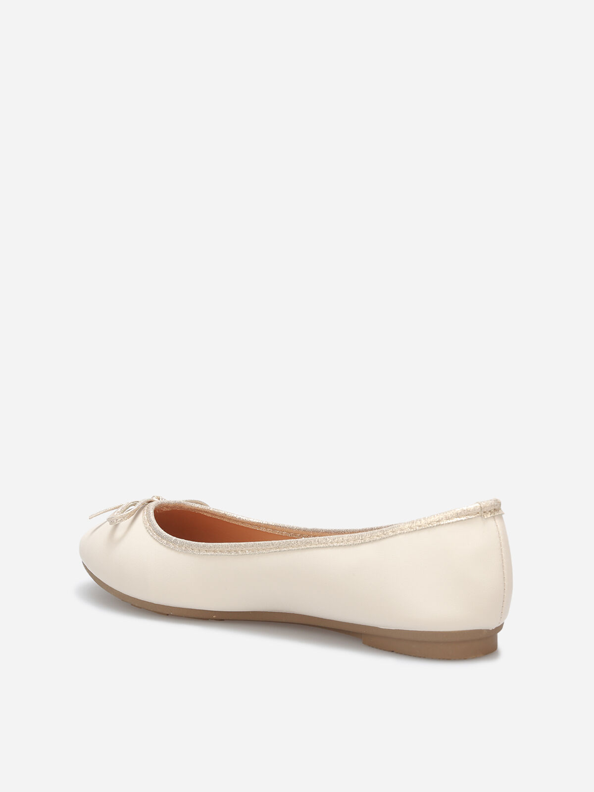 Ballerines à bout rond et nœud- Beige