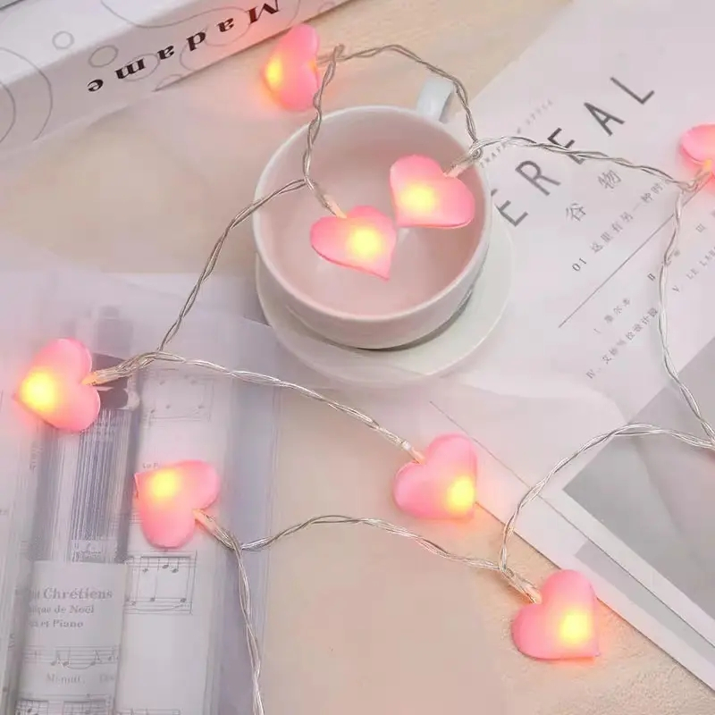 (3m) 20 LED's Romantische Party Deko Lichterkette Herz Beleuchtung für Hochzeit / Valentinstag / Muttertag (Batteriebetrieben) - Rosa