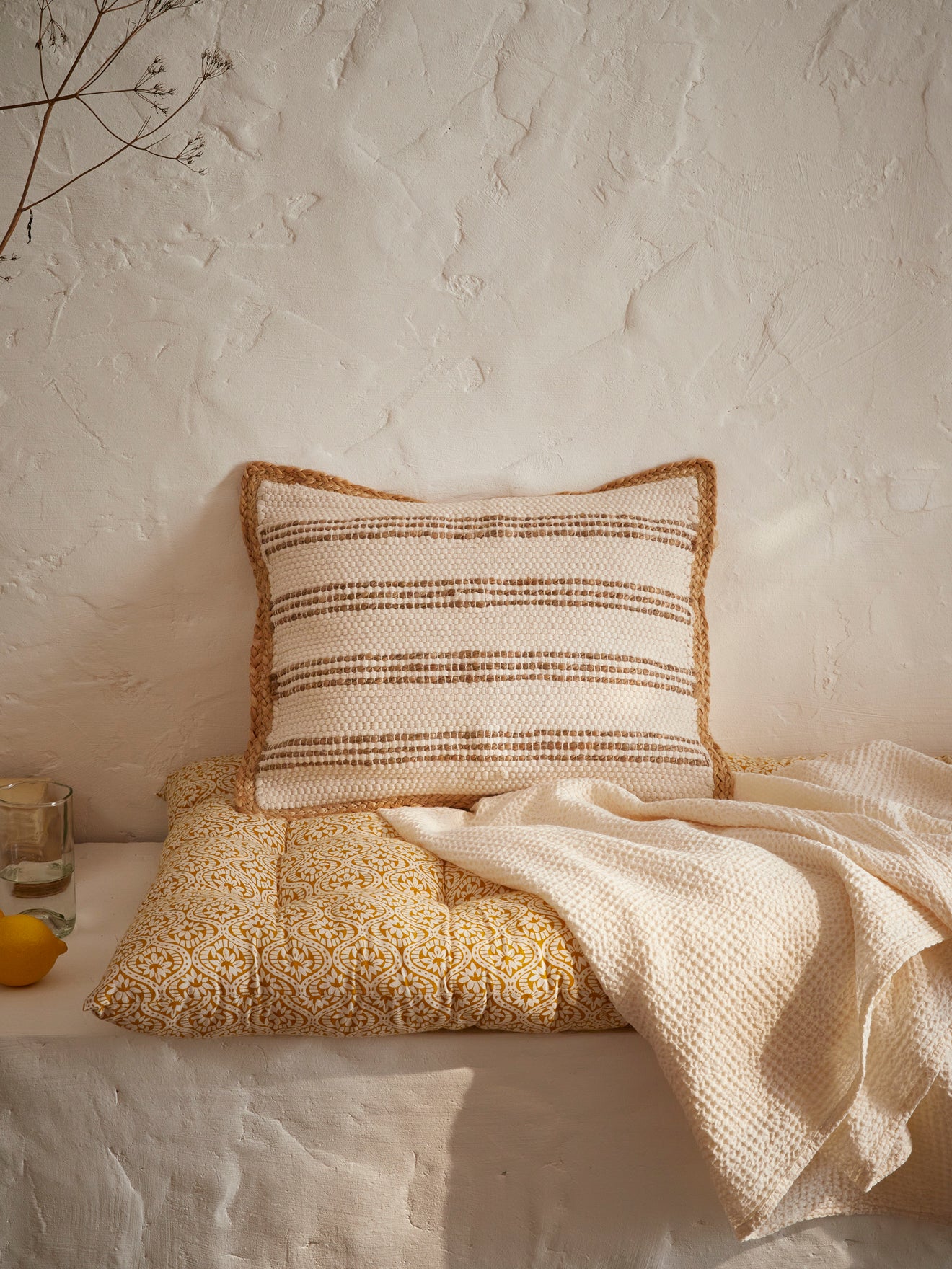 Housse de coussin jute et coton