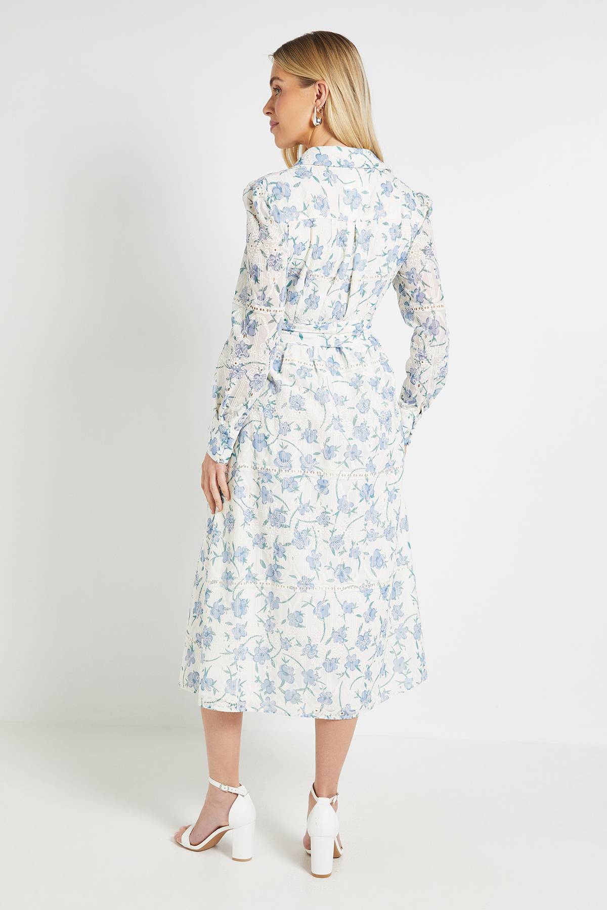 Wallis Robe Chemise Midi Brodée De Fleurs Petite