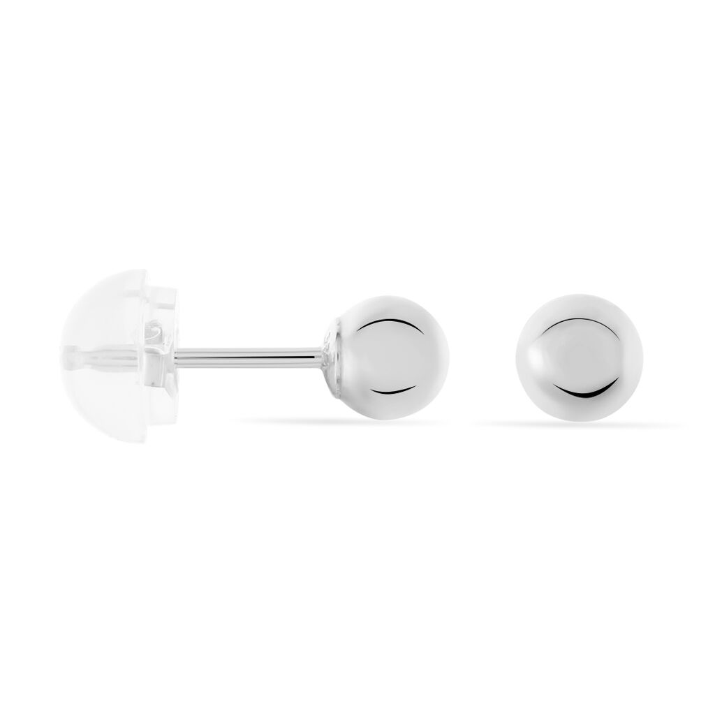 Boucles D'oreilles Puces Fidelia Boule Or Blanc