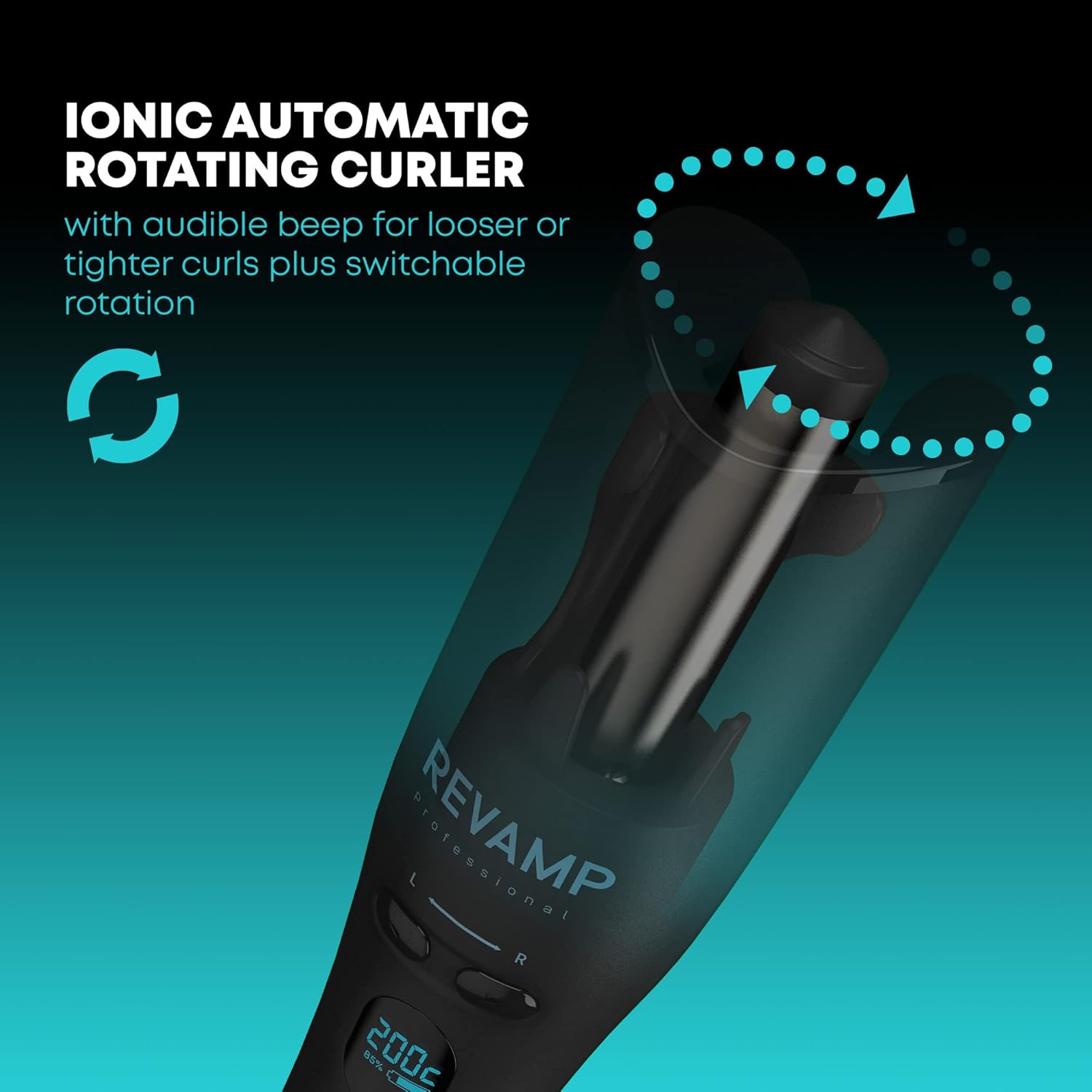 Revamp Friseur Rotatif Automatique iGen Progloss Sans Fil Hollywood Curl - Friseurs Automatiques Effet Ondulé, Cheveux Bouclés Soyeux, Fer à Friser à Options Chauffage Variables