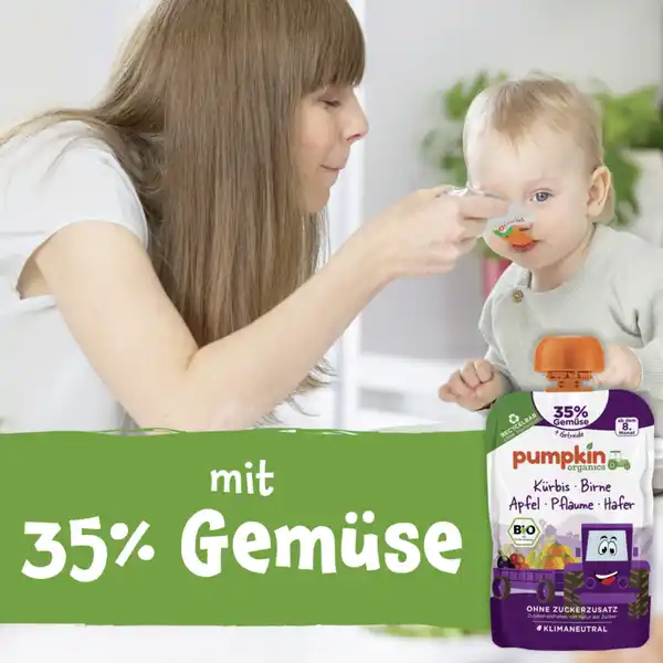 Bio Quetschie mit Kürbis, Birne, Apfel, Pflaume & Hafer