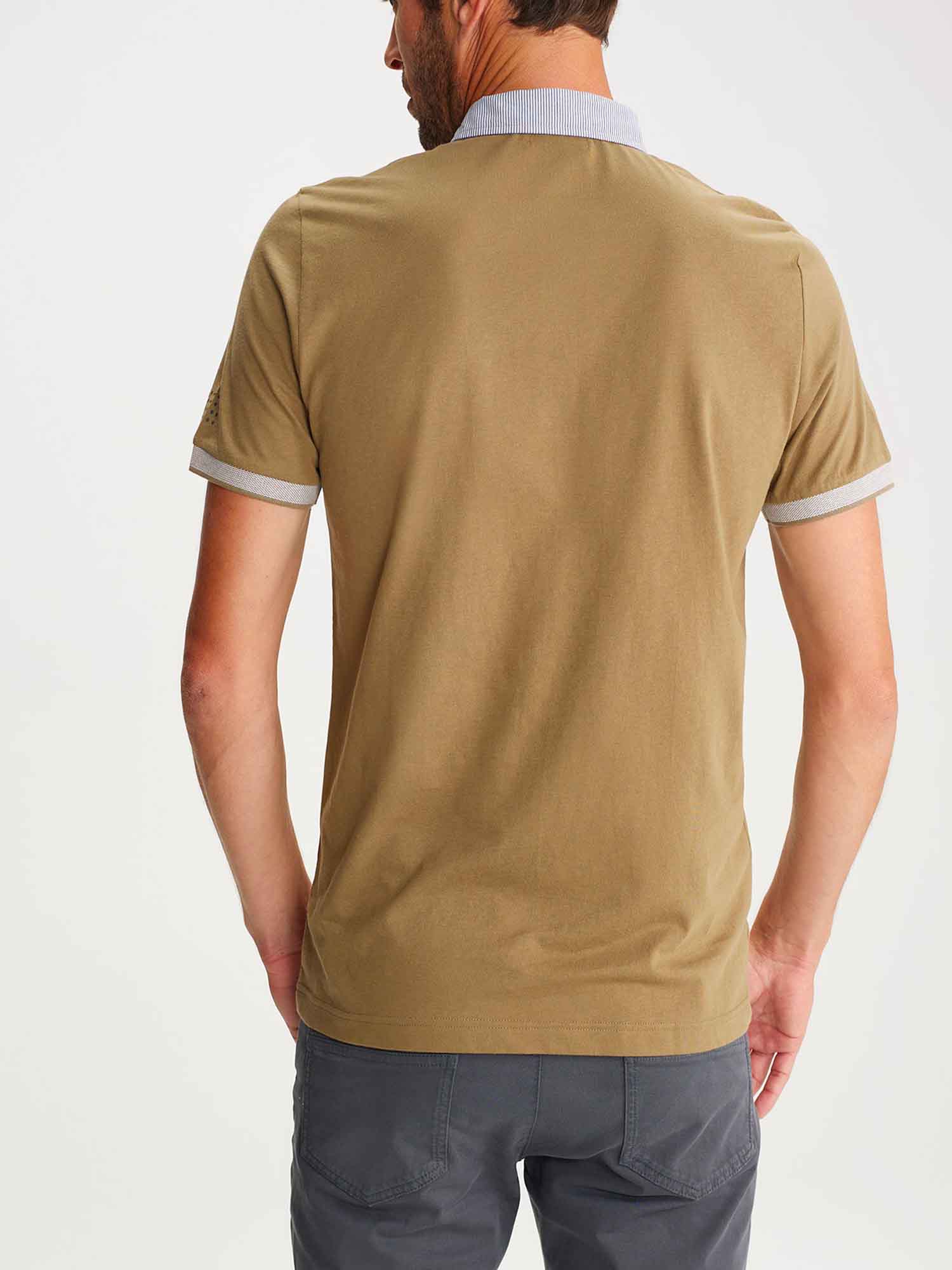 Polo Homme En Jersey de Coton Kaki