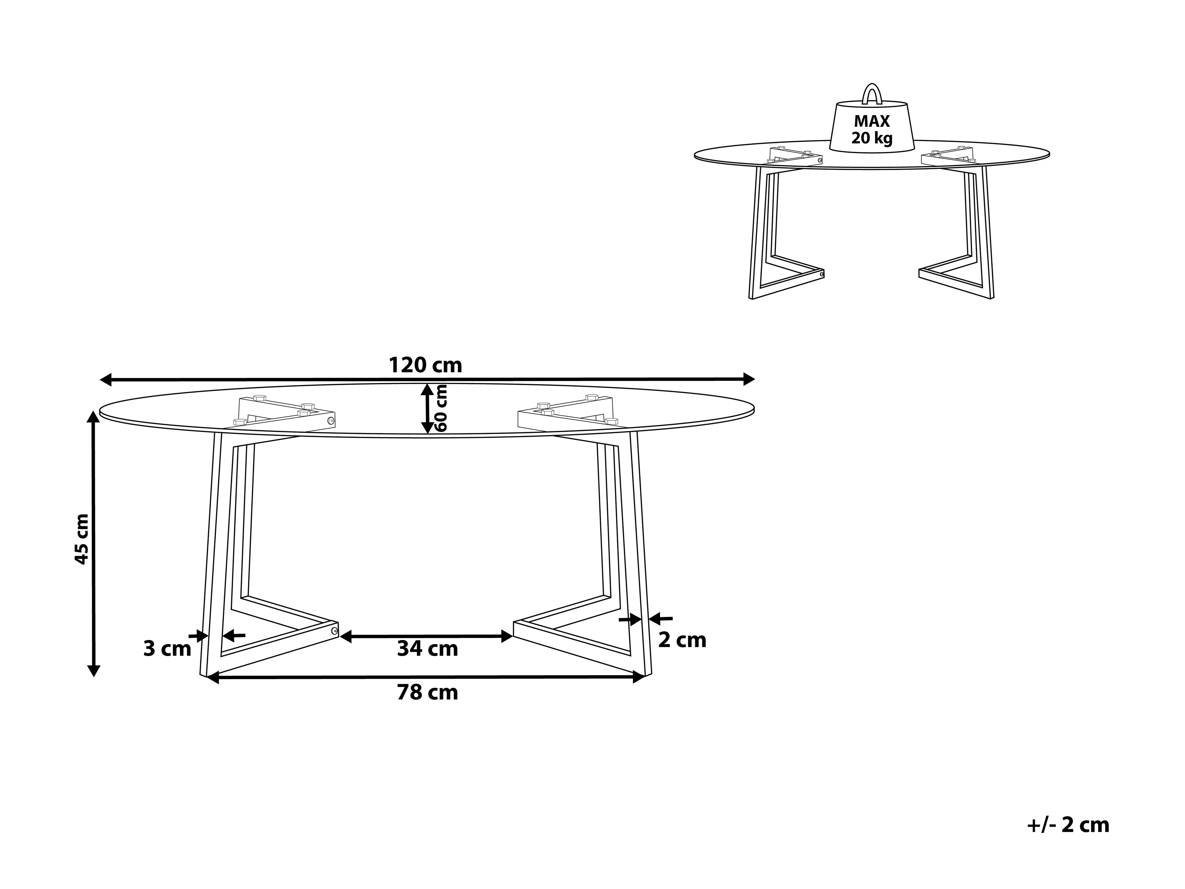 Salontafel FRESNO Glas Goud
